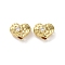Brass Micro Pave Clear Cubic Zirconia Beads, Cadmium Free & Nickel Free & Lead Free, Heart, Real 14K Gold Plated, 6.5x8.5x5.5mm, Hole: 1.8mm