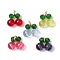 Glass Charms, with Golden 304 Stainless Steel Finding and Seed Beads, Cherry Charms, Mixed Color, 13x12.5x6.5mm, Hole: 3.5mm