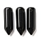 Natural Obsidian Pointed Pendants, Faceted Bullet Shaped Charms, 20~20.5x6.5~7x6~6.5mm, Hole: 1.6mm