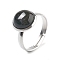 Half Round Natural Indian Agate Finger Rings, 304 Stainless Steel Adjustable Rings for Women, Round: 10mm, US Size 6(16.5mm), 3mm