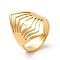 Ion Plating(IP) 201 Stainless Steel Wide Eye Adjustable Ring for Women, Real 18K Gold Plated, US Size 6(16.5mm)