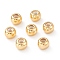 Brass Beads, with Rubber Inside, Slider Beads, Long-Lasting Plated, Round, Real 18K Gold Plated, 6x4.5mm, Hole: 2mm