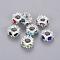 Alloy Rhinestone European Beads, Large Hole Beads, Lead Free and Cadmium Free, Rondelle, Silver Color Plated, Mixed Color, 13.5x6.5mm, Hole: 5mm