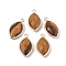 Natural Tiger Eye Pendants, with Golden Plated Brass Findings, Faceted, Horse Eye, 21.5x11.5x3~5mm, Hole: 1.6mm