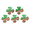 Opaque Resin & Walnut Wood Pendants, Flower,  Green, 38x38x3mm, Hole: 2mm
