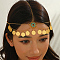 Elegant Zinc Alloy Vintage Flower Coin Tassel Hair Jewelry Brass Head Chains for Women Holiday and Party Wear, Golden, 520mm