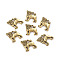 Tibetan Style Alloy Puppy Pendants, Cadmium Free & Lead Free, Bulldog, Antique Golden Color, Size: about 16mm long, 15mm wide, 2mm thick, hole: 2mm