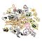Alloy Rhinestone Pendants, Mixed Shapes, Mixed Color, 20~35x20~48.5x5mm, Hole: 1.8~2.5mm