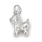 Brass Pendants, Dog Charms, Long-Lasting Plated, Lead Free & Cadmium Free, Rack Plating, with Jump Ring, Platinum, 12.5x9.5x5mm, Hole: 3.4mm