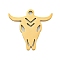 Ion Plating(IP) 201 Stainless Steel Pendants, Cattle Charm, Laser Cut, Real 18K Gold Plated, 16x16.5x1mm, Hole: 1.5mm
