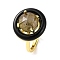 Rack Plating Round Brass Enamel Adjustable Rings, Natural Labradorite Finger Rings for Women, Golden, 18x18mm, Inner Diameter: 17mm