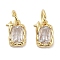 Brass Micro Pave Cubic Zirconia Charms, Cadmium Free & Nickel Free & Lead Free, with Jump Ring, Rectangle with Star, Real 18K Gold Plated, Clear, 9.5x6x3mm, Hole: 3mm