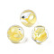 Transparent Acrylic Cabochons, with Shell, Round, Yellow, 14x12mm