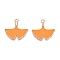 Thanksgiving Day Theme Alloy Enamel Pendants, Lead Free & Cadmium Free, Golden, Leaf, 22.5x23x2mm, Hole: 1.8mm