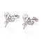 Brass Stud Earrings, Elephant, Platinum, 12x11.5mm