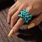 Synthetic Turquoise Chip Finger Rings, Inner Diameter: 20mm