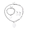 Non-Tarnish 304 Stainless Steel Paperclip Chains & Cable Chain Jewelry Sets, Dangle Earrings & Pendant Necklaces & Charm Bracelets, Oval, Stainless Steel Color, 18-3/4 inch(47.7cm), 8 inch(20.3cm), 33.5mm, Pin: 0.6mm