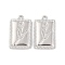Alloy Pendants, Rectangle with Flower, Platinum, 20.5x13x2.5mm, Hole: 1.4mm
