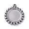 Non-Tarnish 304 Stainless Steel Pendant Cabochons Settings, Flat Round, Stainless Steel Color, Tray: 12mm, 21.5x19x2mm, Hole: 1.2mm