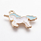 Alloy Enamel Pendants, Unicorn, Light Gold, Light Sky Blue, 20x15x1.5mm, Hole: 1mm