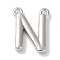 Rack Plating Brass Pendants, Long-Lasting Plated, Lead Free & Cadmium Free, Letter Charms, Platinum, Letter N, 11x9x2mm, Hole: 1mm