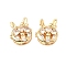 Brass Micro Pave Cubic Zirconia Beads, Cadmium Free & Nickel Free & Lead Free, Rabbit, Real 18K Gold Plated, 12.5x11x5.5mm, Hole: 1.6mm