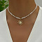 Gemstone and Shell Beaded Pendant Necklace, with Alloy for women, Sun, 14.17 inch(36cm)