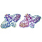 Ion Plating(IP) 201 Stainless Steel Filigree Pendants, Etched Metal Embellishments, Bee, Rainbow Color, 32x44x0.3mm, Hole: 1.6mm
