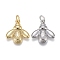 Brass Pendants, with Jump Rings, Long-Lasting Plated, Bees, Mixed Color, 16x15x3mm, Hole: 3mm