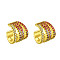 Brass Micro Pave Grade AAA Cubic Zirconia Cuff Earrings, Colorful, Real 18K Gold Plated, 10.5x12mm