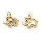 Brass Cubic Zirconia with Shell Pendants, Long-Lasting Plated, Lead Free & Cadmium Free, Elephant, Real 18K Gold Plated, 15.5x18.5x3.5mm