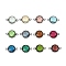 Brass Glass Links Connectors, Long-Lasting Plated, Lead Free & Nickel Free & Cadmium Free, Faceted, Flat Round, Gunmetal, Mixed Color, 16.5x11x5mm, Hole: 1.4mm