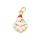 Christmas Rack Plating Brass Enamel Pendants, with Plastic Imitation Pearl and Jump Ring, Cadmium Free & Lead Free, Santa Claus Charm, Real 18K Gold Plated, White, 17.5x10x3.8mm, Hole: 3mm