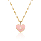 Pink Heart Stainless Steel Pendant Necklaces for Women, Golden, 16.54 inch(42cm)