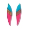 Opaque Resin & Walnut Wood Big Pendants, Leaf Charms, Deep Pink, 53x11.5x3mm, Hole: 1.8mm