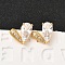 Brass Micro Pave Clear Cubic Zirconia Heart Stud Earrings, with 316 Surgical Stainless Steel Pin, Nickel Free, Real 18K Gold Plated, 10x12mm