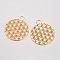 Brass Pendants, Filigree Pendants, Flower of Life, Cadmium Free & Nickel Free & Lead Free, Golden, 23.5x20x0.6mm, Hole: 3mm