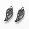 316 Surgical Stainless Steel Pendants, Wings with Heart, Gunmetal, 20x8x2.5mm, Hole: 1.6mm