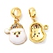 Real 18K Gold Plated Brass Micro Pave Colorful Cubic Zirconia Pendents, with Enamel, Lead Free & Cadmium Free, Santa Claus, White, 26mm, Pendent: 17x14.5x4mm, Hole: 5mm