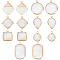 14Pcs 7 Styles Natural Freshwater Shell Pendants, with Brass Findings, Rhombus & Square & Flat Round, Mixed Shapes, Golden, 16~29x13~17x4~5mm, Hole: 2mm, 2pcs/style