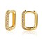 Cubic Zirconia Rectangle Hoop Earrings, Brass Jewelry for Women, Golden, 14x11x2.6mm