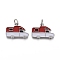 Brass Micro Pave Clear Cubic Zirconia Pendants, with Enamel and Jump Rings, Long-Lasting Plated, Camping Van/Caravan Shape, Real Platinum Plated, 12x17x2.5mm, Hole: 3mm