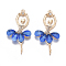 Alloy Big Pendants, with Resin & Crystal Rhinestone, Faceted, Ballerina, Golden, Blue, 59~60x30~31x4.5mm, Hole: 2.5mm