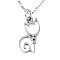 Non-Tarnish 201 Stainless Steel Kitten Pendants Necklaces, with Cable Chains and Lobster Claw Clasps, Hollow Cat, Stainless Steel Color, 15-3/4 inch(40cm), 1.5mm