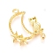Alloy Kitten Enamel Settings, Open Back Bezel Pendants, For DIY UV Resin, Epoxy Resin, Pressed Flower Jewelry, Crescent Moon & Cat Shape, Golden, 28x21x2mm, Hole: 2mm