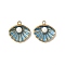 304 Stainless Steel Enamel Pendants, Shell Charm, with ABS Plastic Imitation Pearl, Real 18K Gold Plated, Ion Plating(IP), Dodger Blue, 16x16x5.5mm, Hole: 1.5mm
