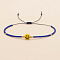 Bohemian Glass Seed Beads Braided Bead Bracelets, Resin Flat Round with Smiling Face Jewelry for Women, Blue