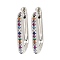 Brass Micro Pave Cubic Zirconia Hoop Earrings, Rectangle, Platinum, 18x2.5x13.5mm