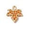 Brass Micro Pave Cubic Zirconia Charms, Leaf Shape, Nickel Free, Orange, 11.5x10.5x2mm, Hole: 1.5mm