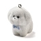 Flocky Resin Pendants, with Platinum Iron Loop, Bichon Frise with Bowknot, 32x26x29mm, Hole: 2mm